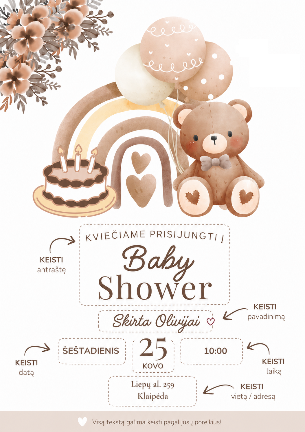 Baby Shower kvietimas – Dizainas nr. 1 - Image 3