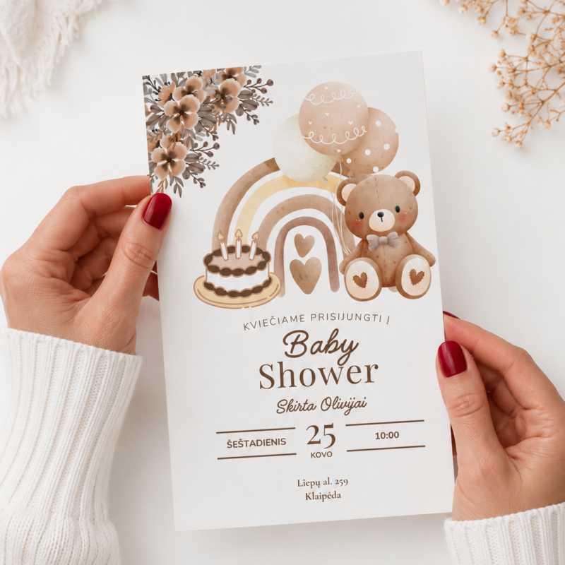 Baby Shower kvietimas – Dizainas nr. 1