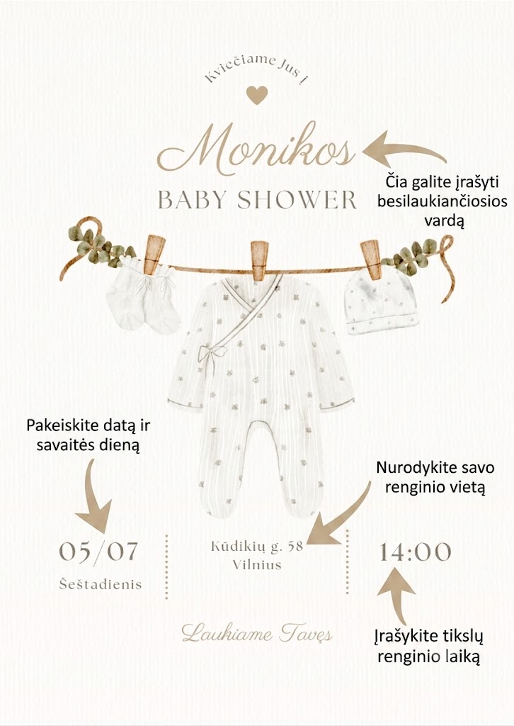 Baby Shower kvietimas – Dizainas nr. 3 - Image 3