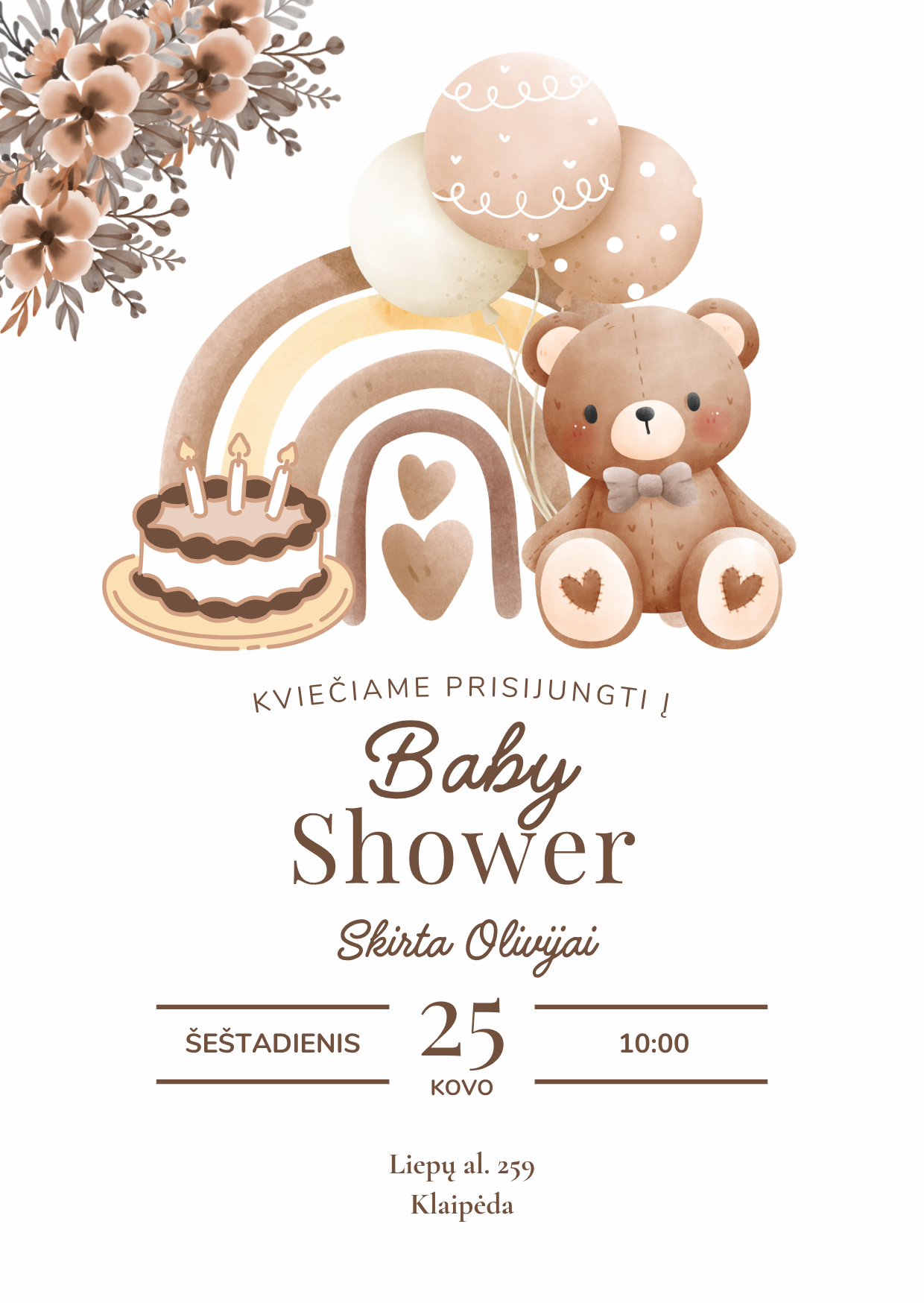Baby Shower kvietimas – Dizainas nr. 1 - Image 2