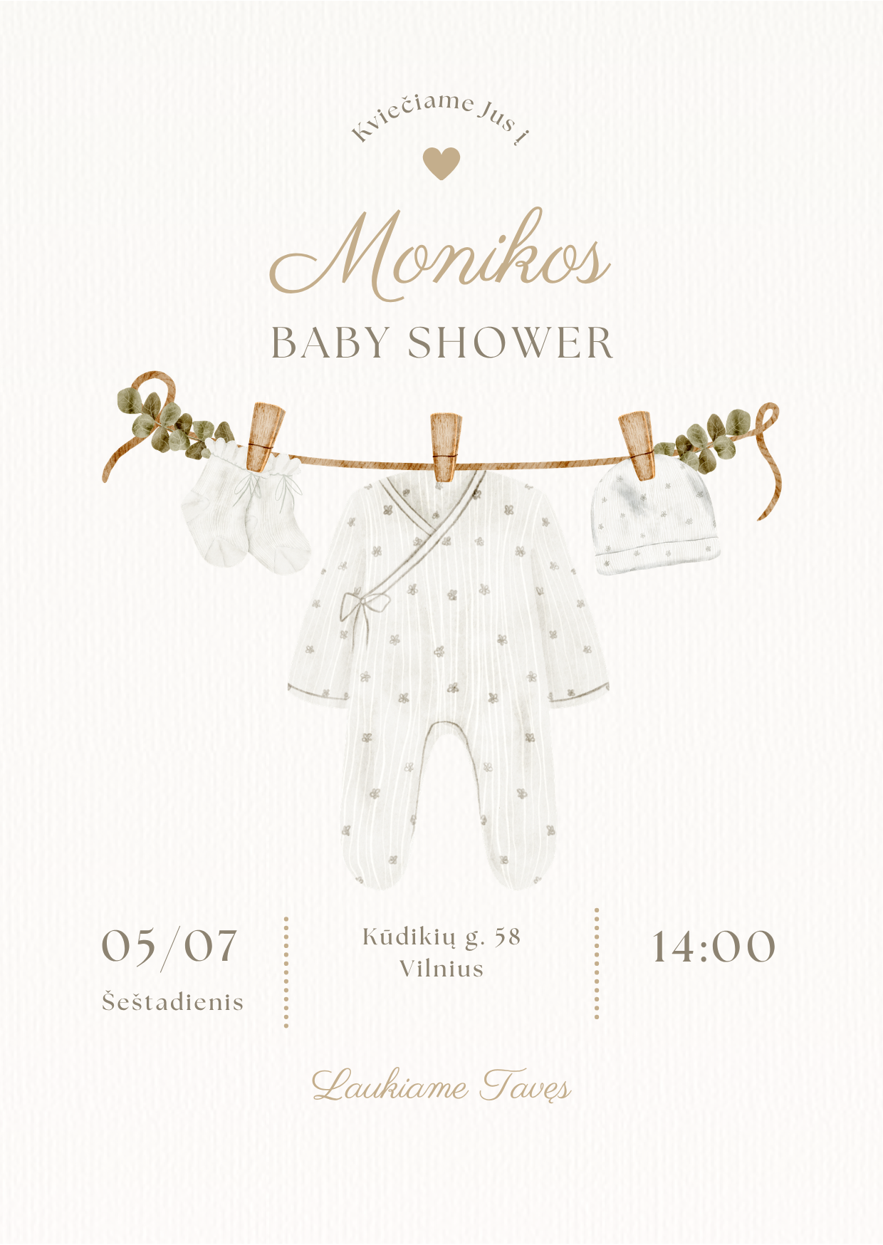 Baby Shower kvietimas – Dizainas nr. 3 - Image 2