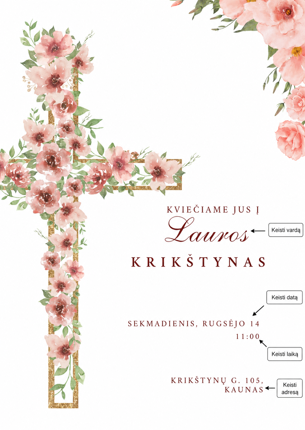 Krikštynų kvietimas – Dizainas nr. 2 - Image 2