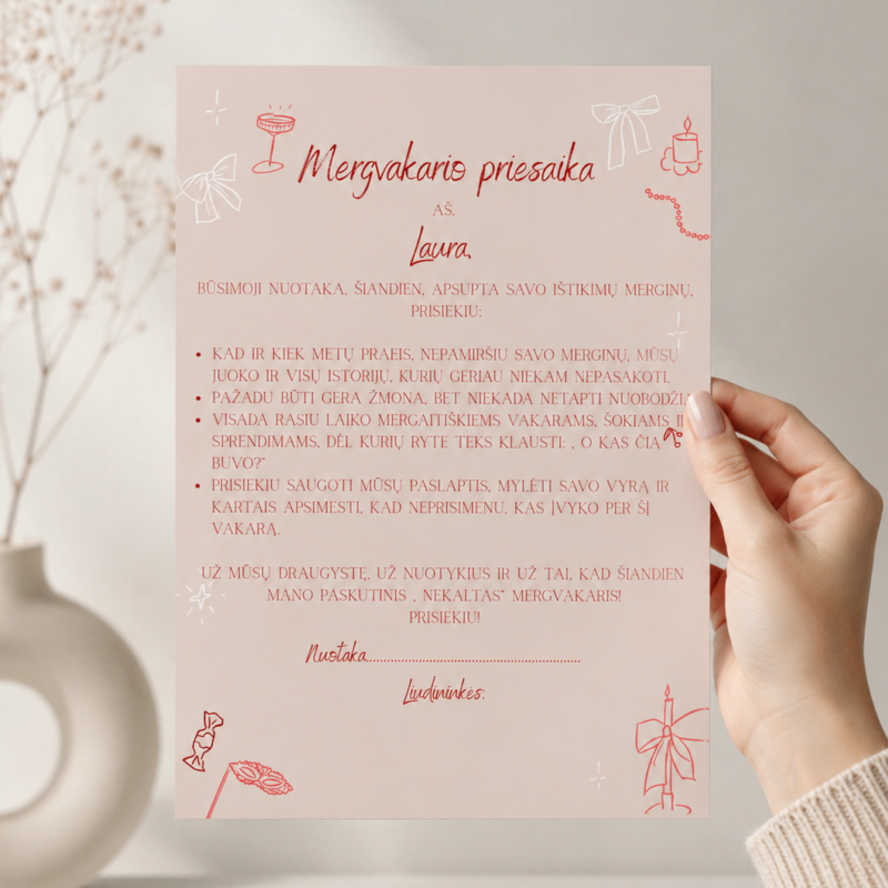 Mergvakario priesaika – Dizainas Nr. 3