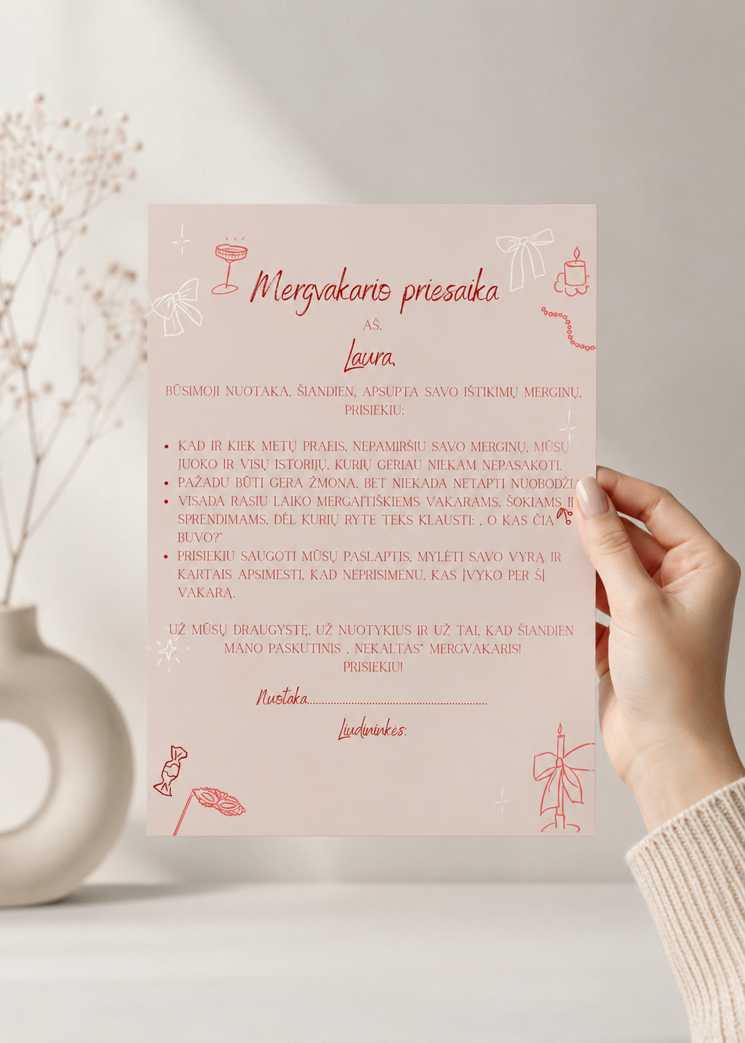 Mergvakario priesaika – Dizainas Nr. 3