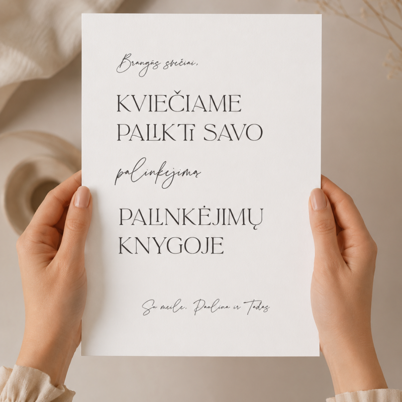 Prašymas pasirašyti palinkėjimų knygoje – Dizainas nr. 1
