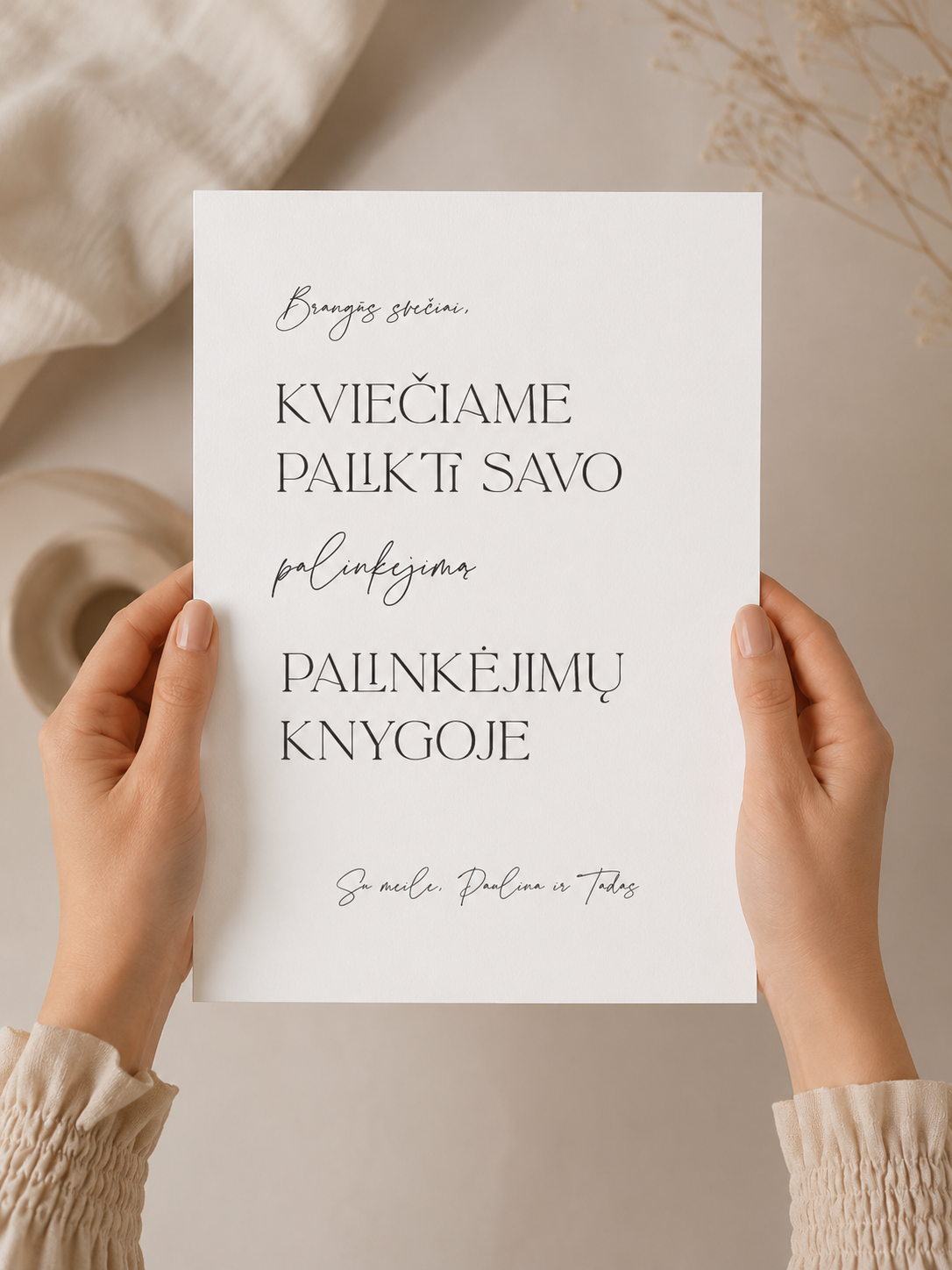 Prašymas pasirašyti palinkėjimų knygoje – Dizainas nr. 1