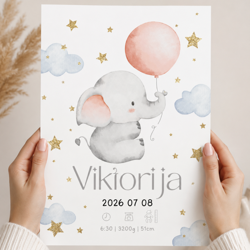 Vaiko gimimo metrika – Dizainas Nr. 1