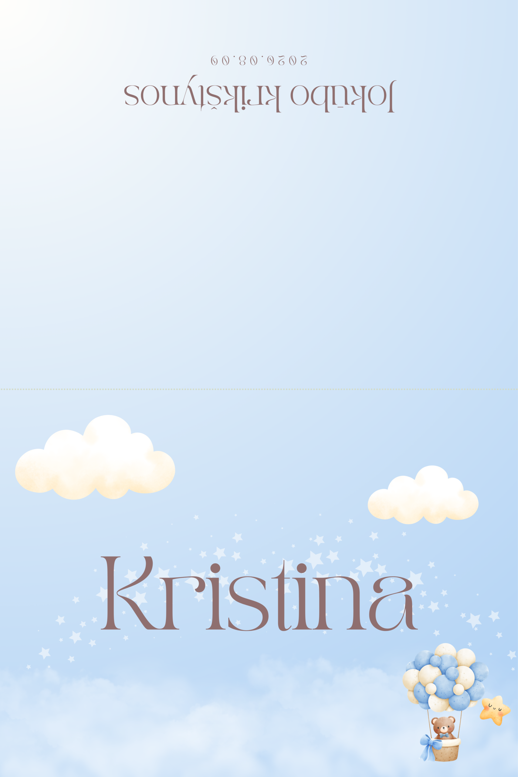 Krikštynų stalo kortelės su vardais – Dizainas nr. 1 - Image 2