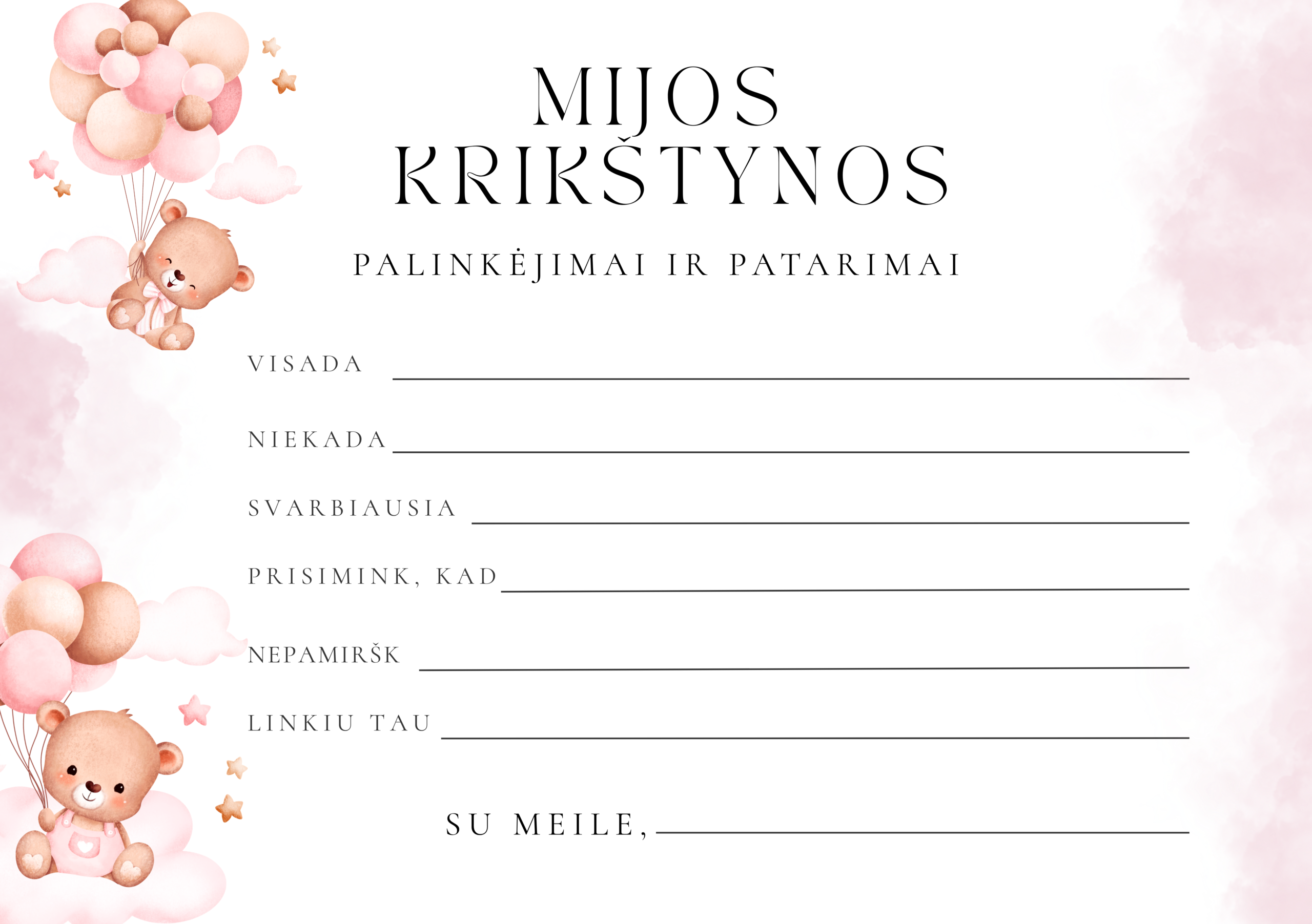 Krikštynų žaidimų kortelės: Palinkėjimai ir patarimai (1 vnt.) – Dizainas Nr. 5 - Image 2