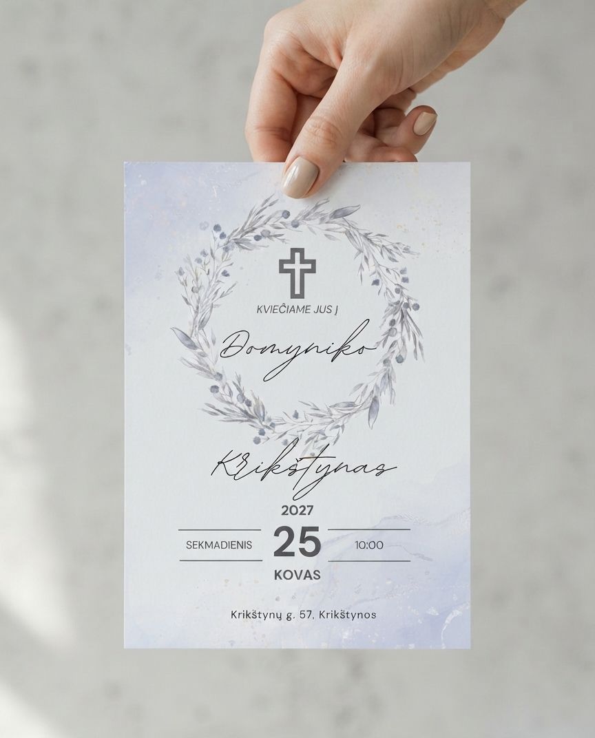 Krikštynų kvietimas – Dizainas nr. 1