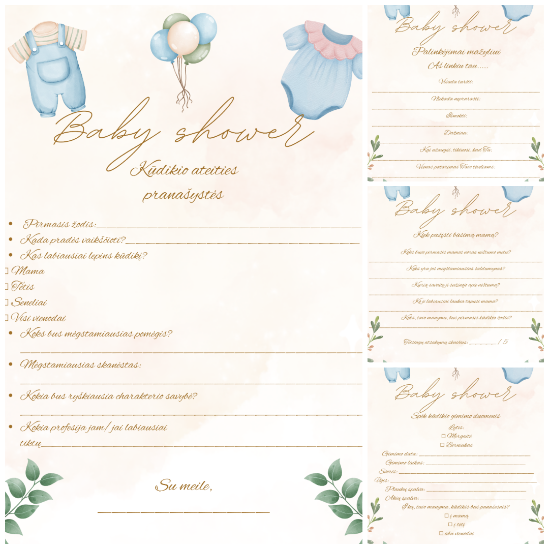Baby Shower žaidimai (4 vnt.) – Dizainas nr. 4 - Image 2