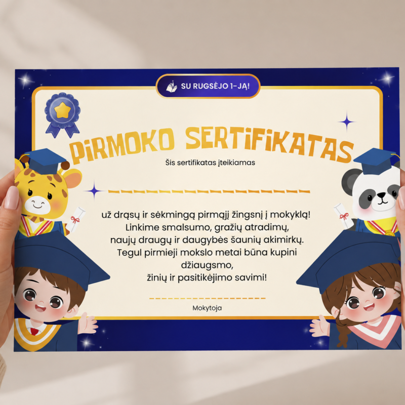 Pirmoko sertifikatas - Dizainas nr. 1