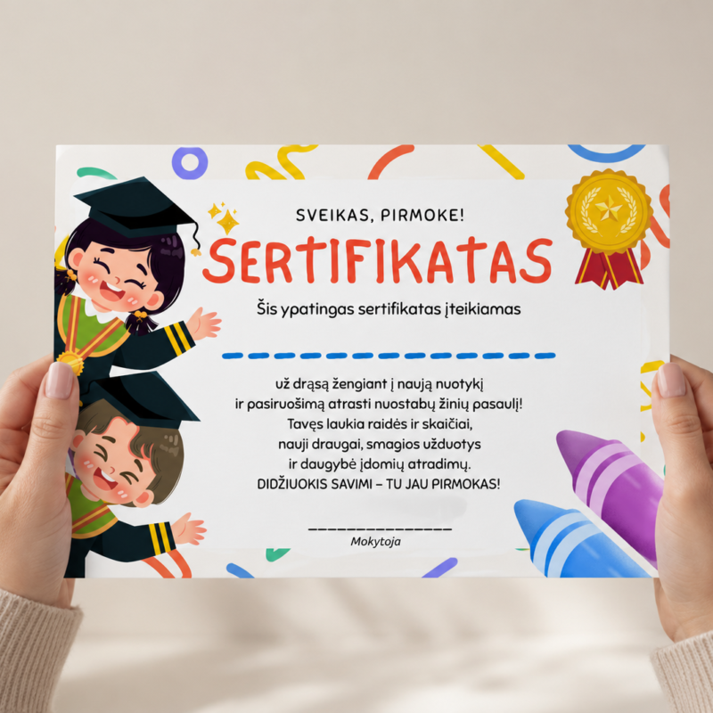 Pirmoko sertifikatas - Dizainas nr. 2