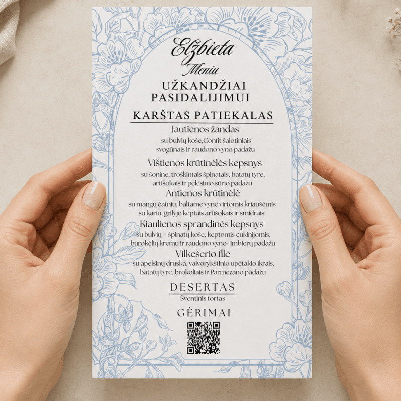 Vestuvių meniu – Dizainas nr. 2