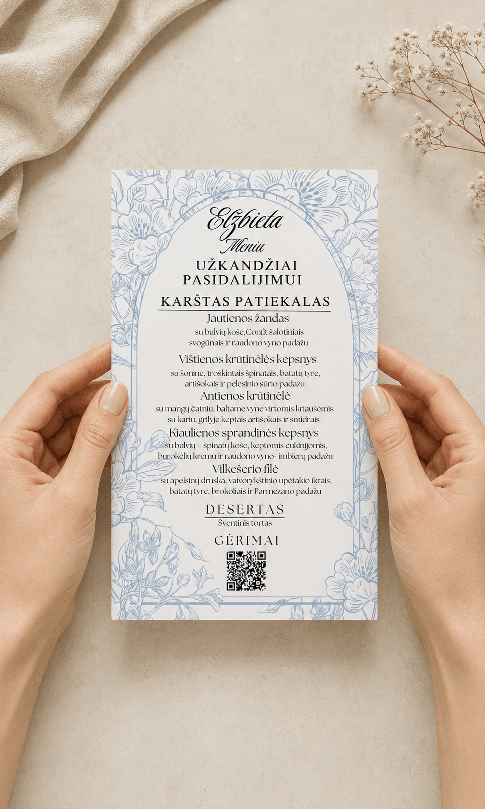 Vestuvių meniu – Dizainas nr. 2