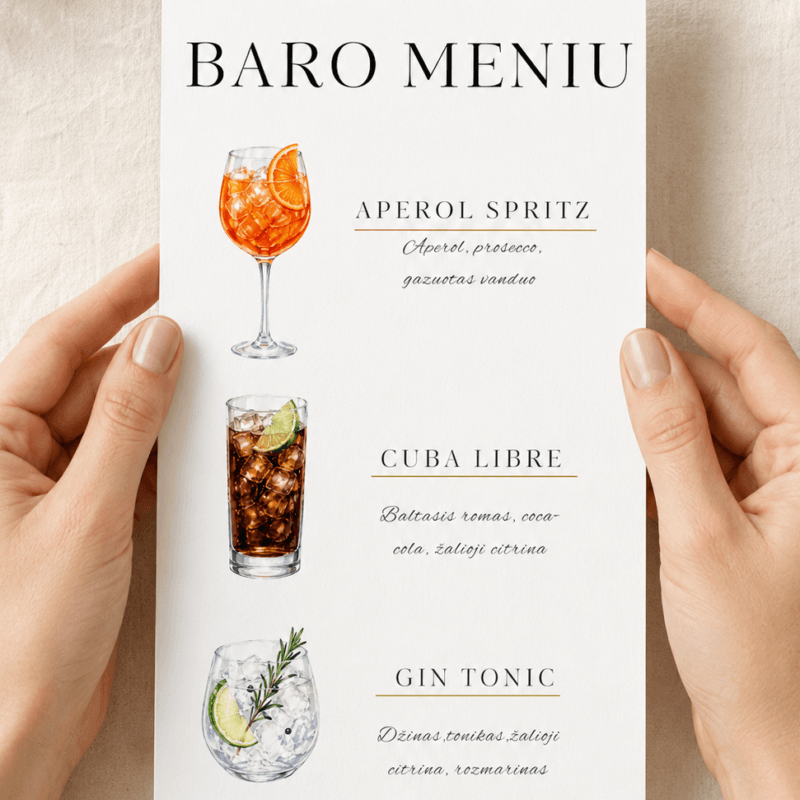 Baro meniu ant stalo – Dizainas nr. 4