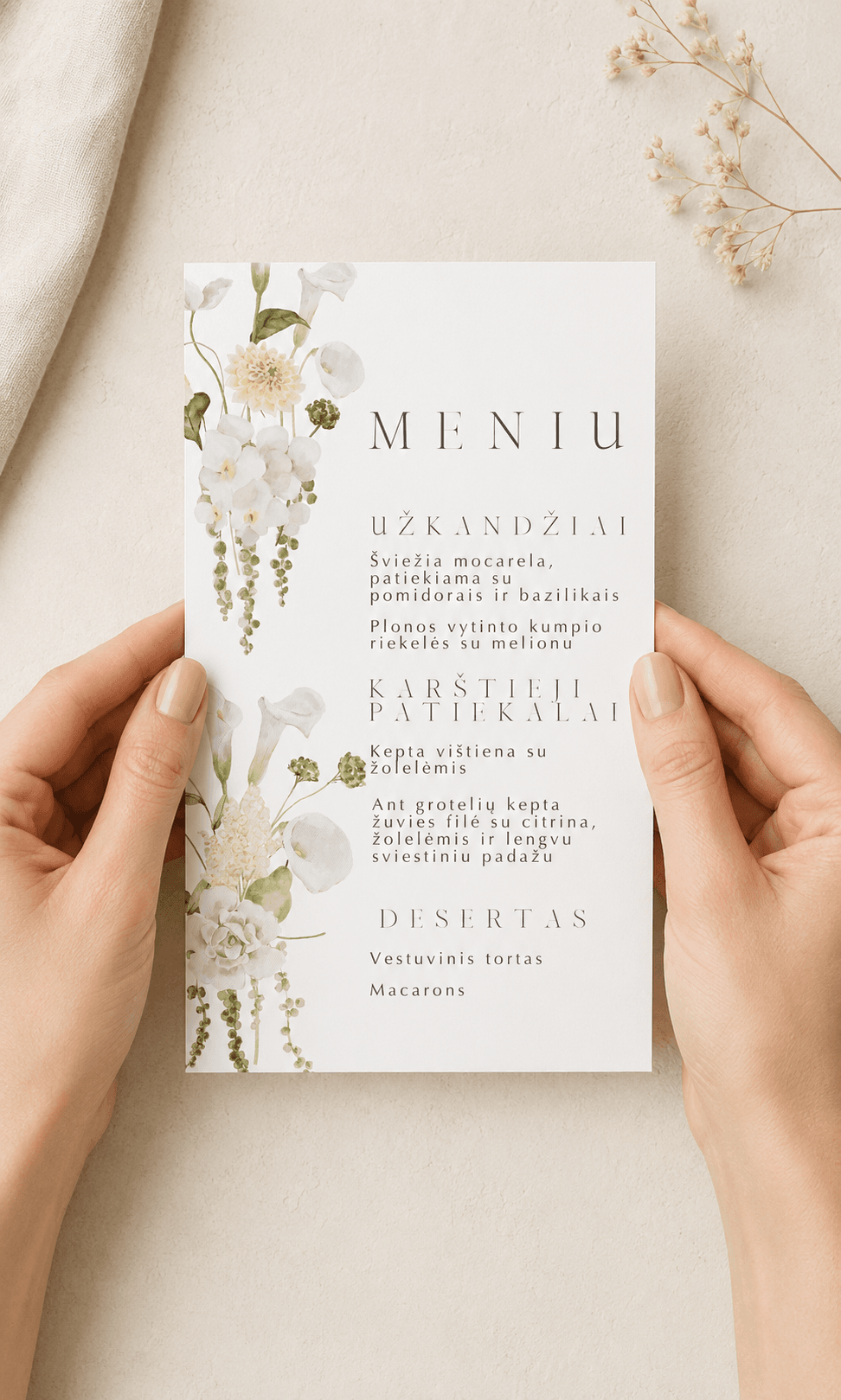 Vestuvių meniu – Dizainas nr. 4
