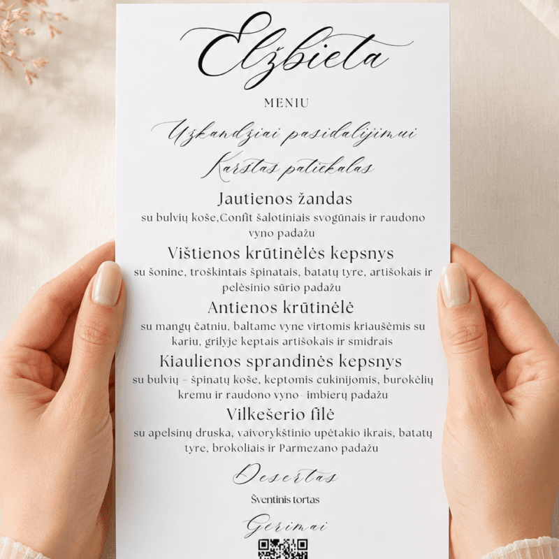 Vestuvių meniu – Dizainas nr. 5