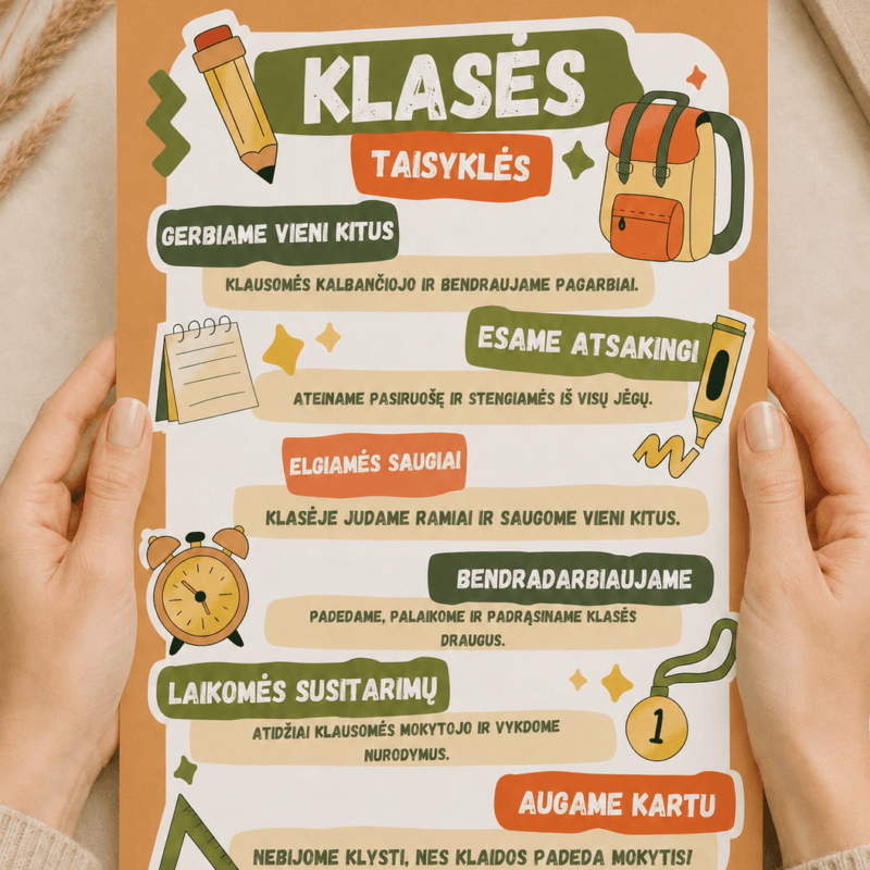 Klasės taisyklės - Dizainas nr. 1