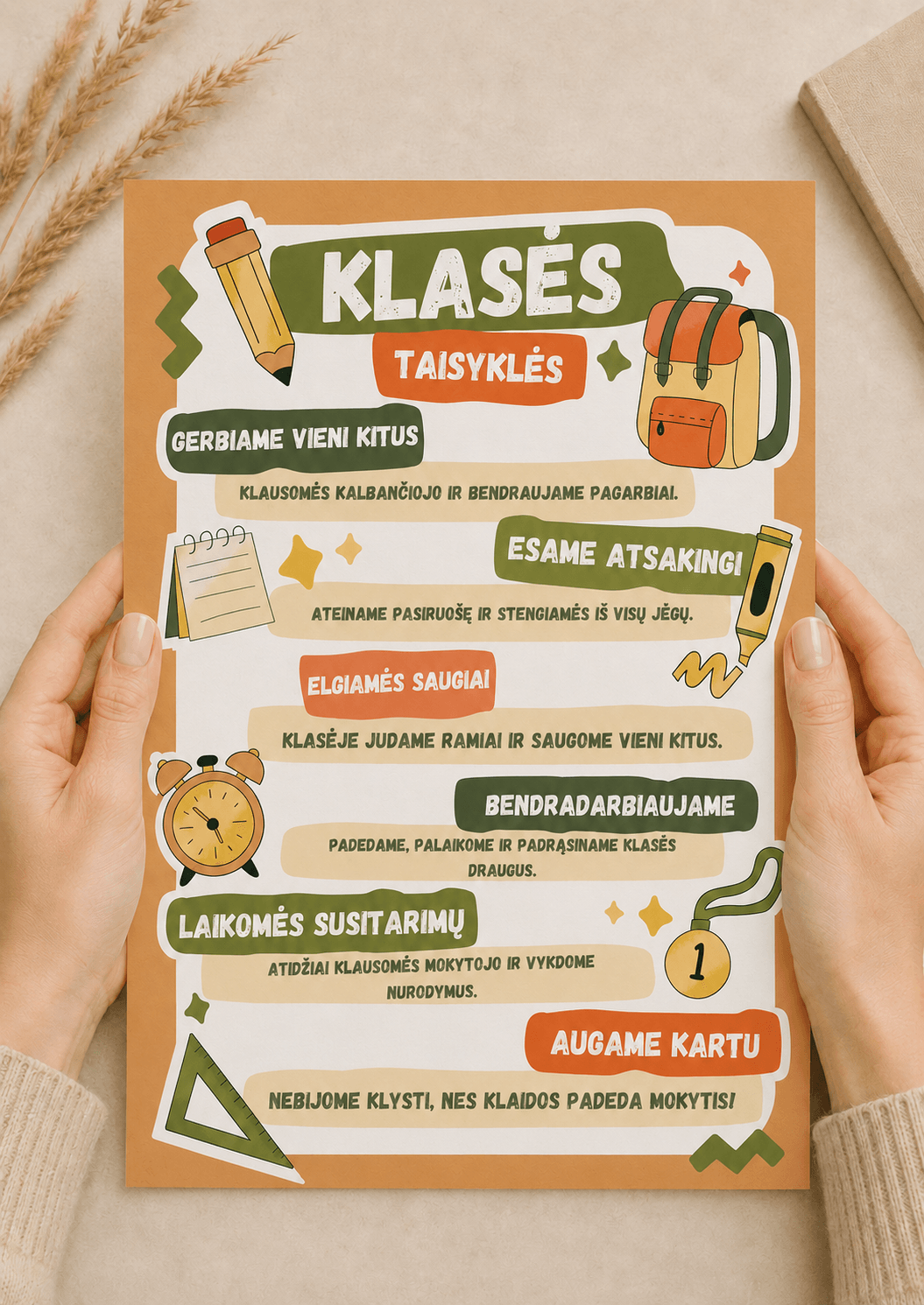 Klasės taisyklės - Dizainas nr. 1