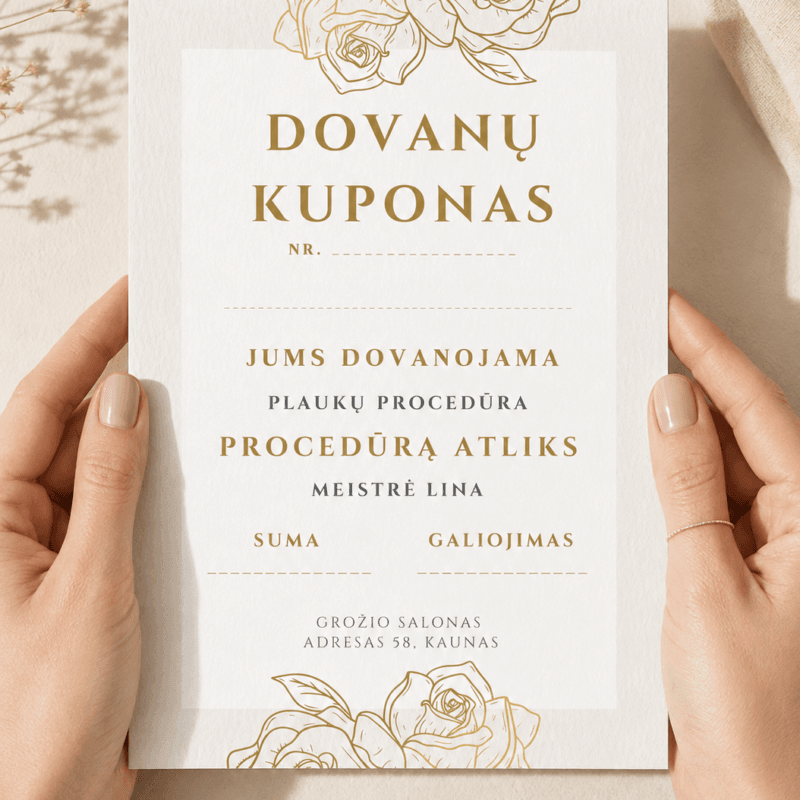 Personalizuotas dovanų kuponas – Dizainas Nr. 1