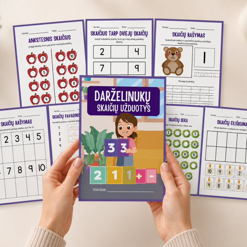 „Darželinukų matematika“ – 43 edukacinės užduotys