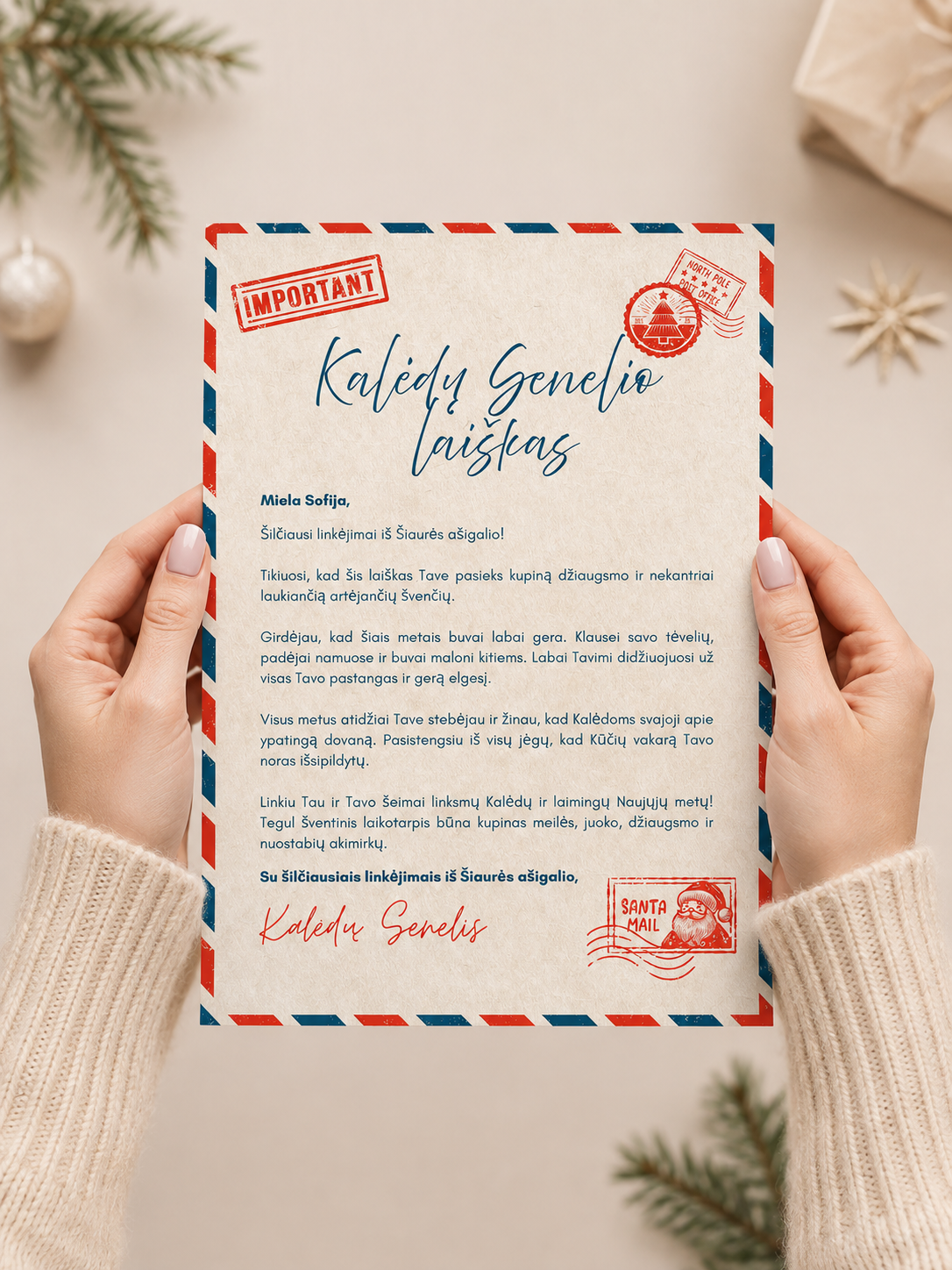 Kalėdų senelio laiškas – Dizainas Nr. 1