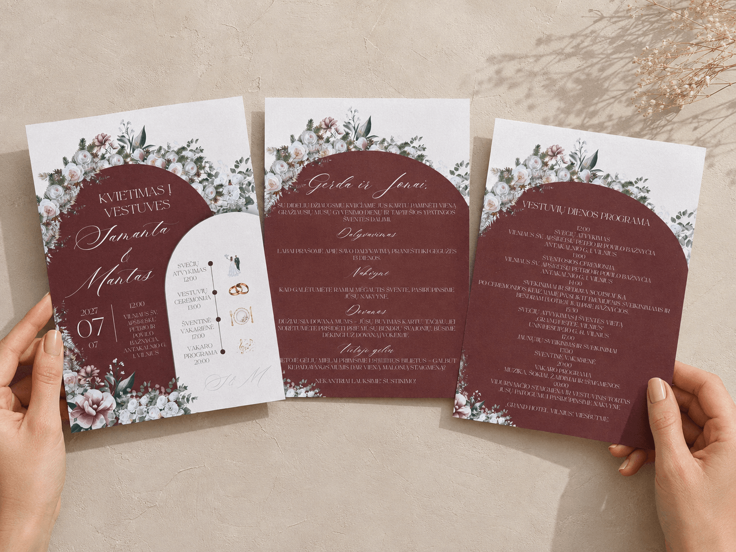 Personalizuoti vestuviniai kvietimai su kaspinu - Dizainas nr. 2 - Image 5