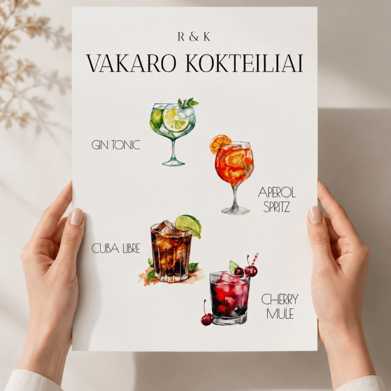 Kokteilių meniu – Dizainas nr. 3