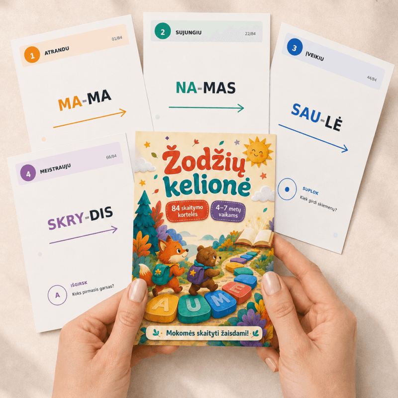 Skaitymo kortelės "Žodžių kelionė'