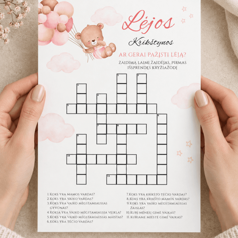 Personalizuotas kryžiažodis „Ar gerai pažįsti vaiką?“ – Dizainas nr. 2