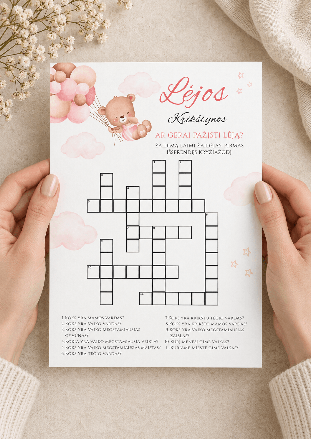 Personalizuotas kryžiažodis „Ar gerai pažįsti vaiką?“ – Dizainas nr. 2