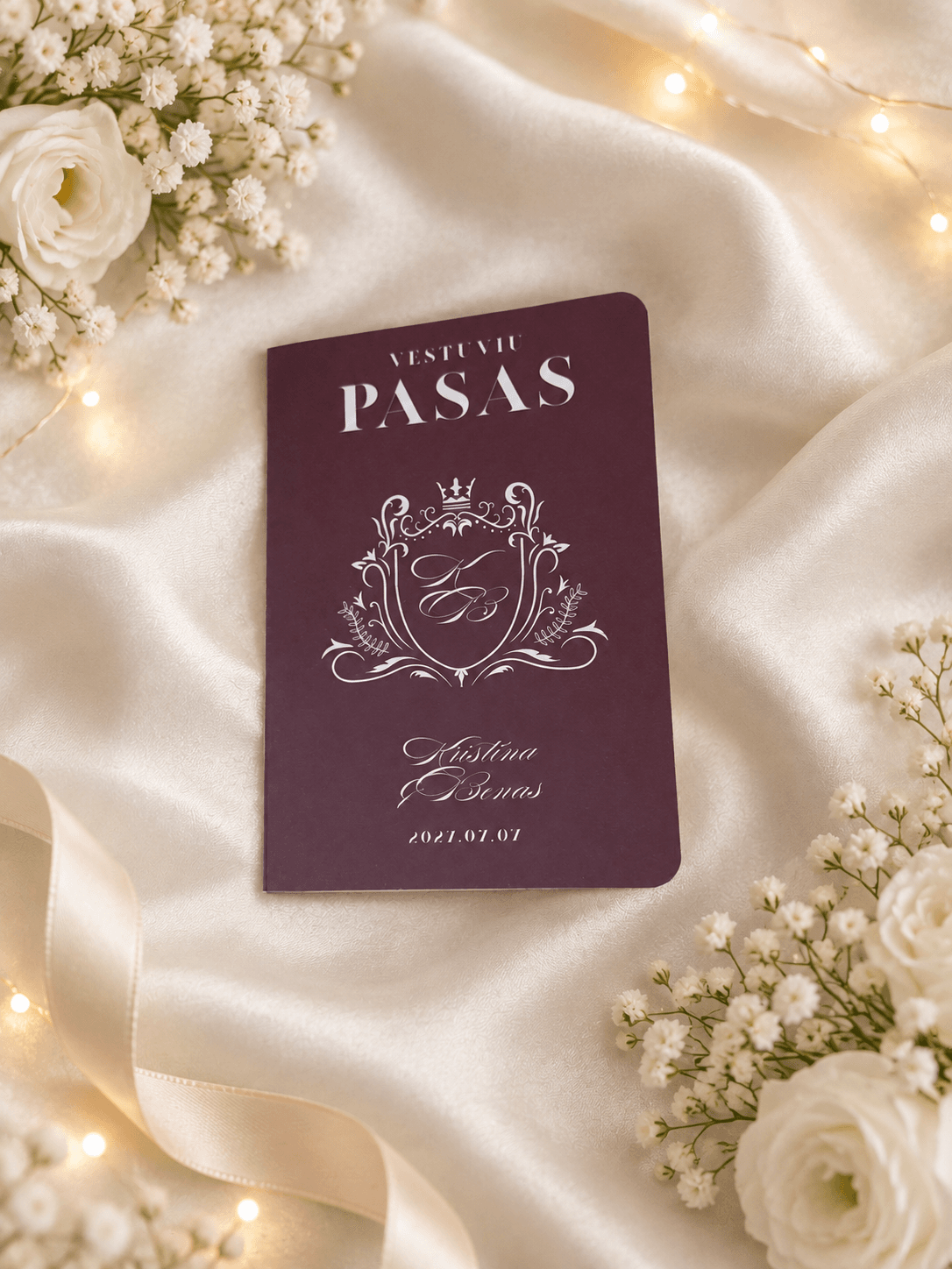 Personalizuotas vestuvių kvietimas „Vestuvių pasas“ - Dizainas nr. 3