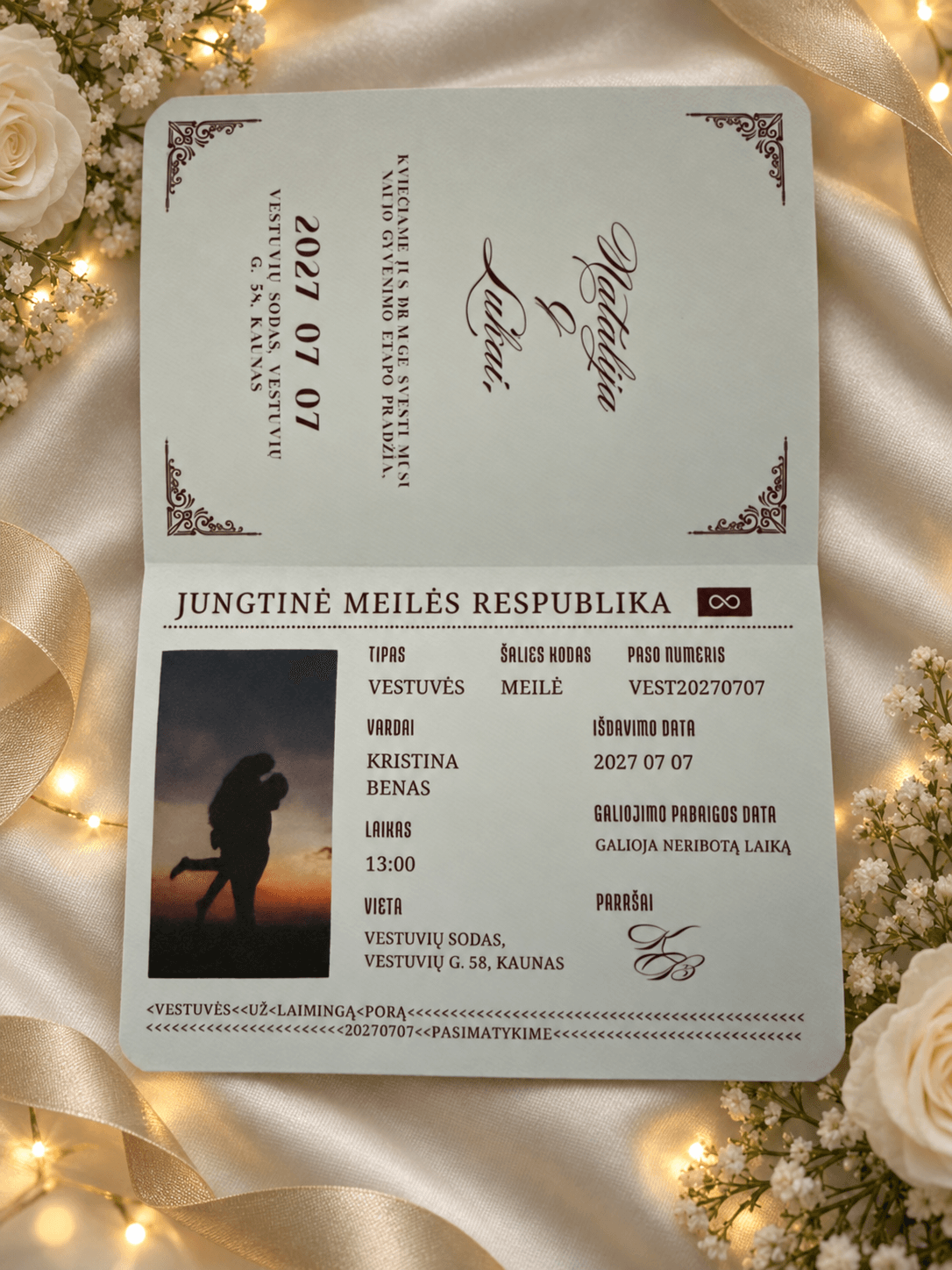 Personalizuotas vestuvių kvietimas „Vestuvių pasas“ - Dizainas nr. 3 - Image 2