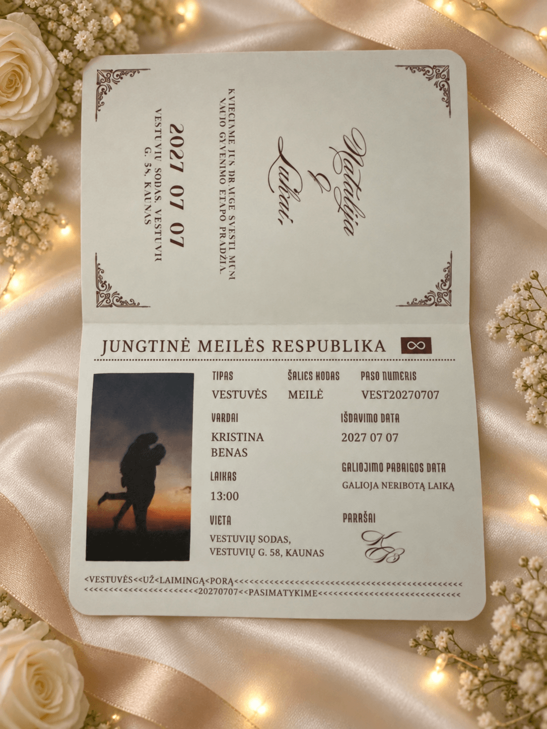Personalizuotas vestuvių kvietimas „Vestuvių pasas“ - Dizainas nr. 3 - Image 4