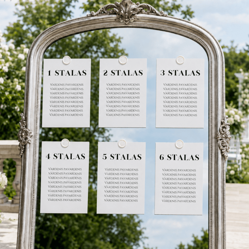 Vestuvių svečių sedėjimo planas A5 dydis – Dizainas Nr. 2