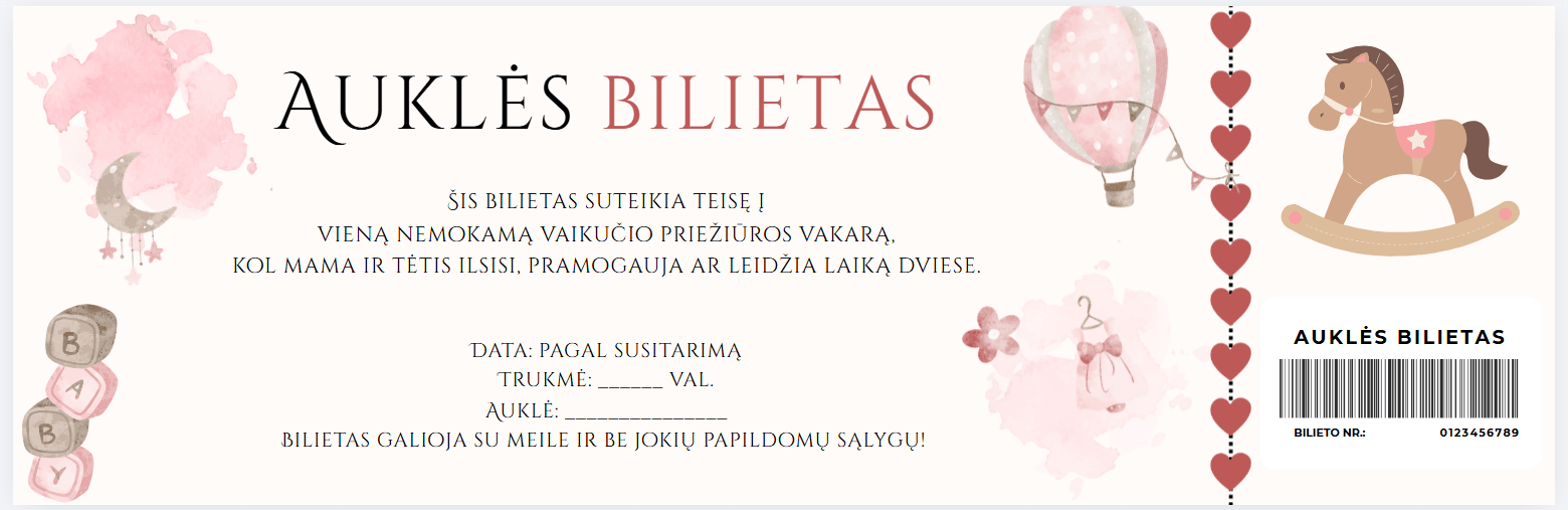 Auklės bilietai tėveliams (4 vnt.) - Dizainas nr. 1 - Image 2