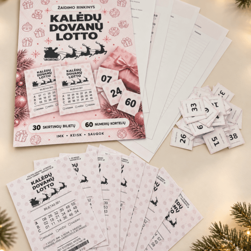 Kalėdų dovanų LOTTO — žaidimas dovanų apsikeitimui