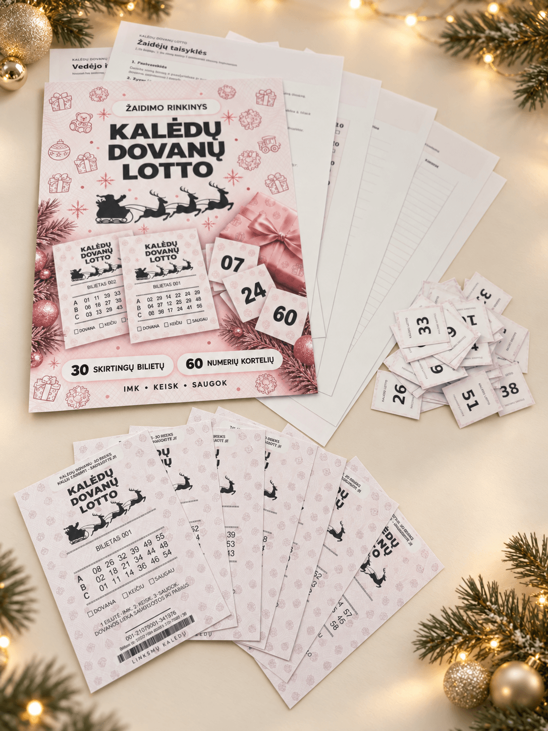 Kalėdų dovanų LOTTO — žaidimas dovanų apsikeitimui