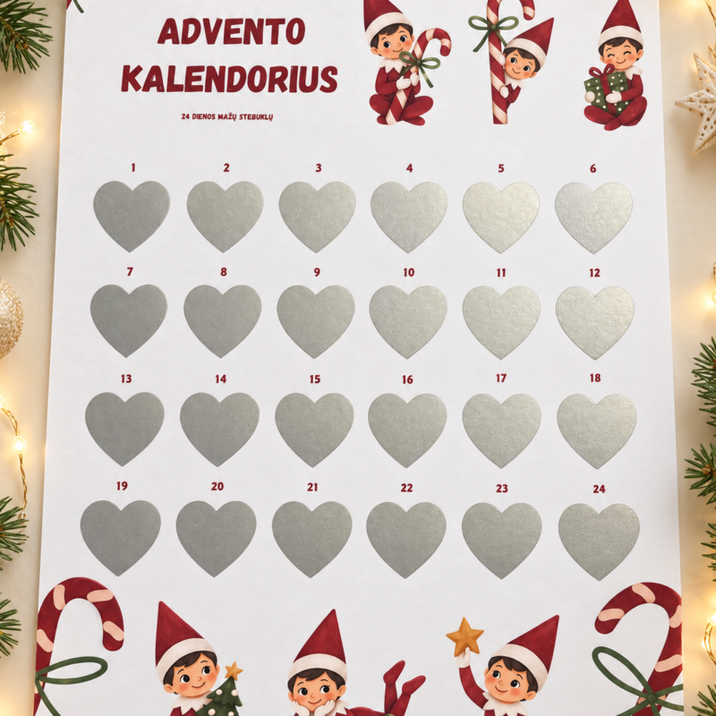 Nutrinamas personalizuotas Advento kalendorius vaikams su elfais - Dizainas nr. 3