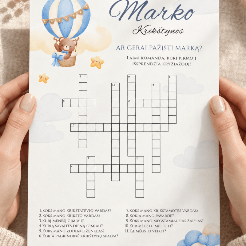 Personalizuotas kryžiažodis „Ar gerai pažįsti vaiką?“ – Dizainas nr. 3