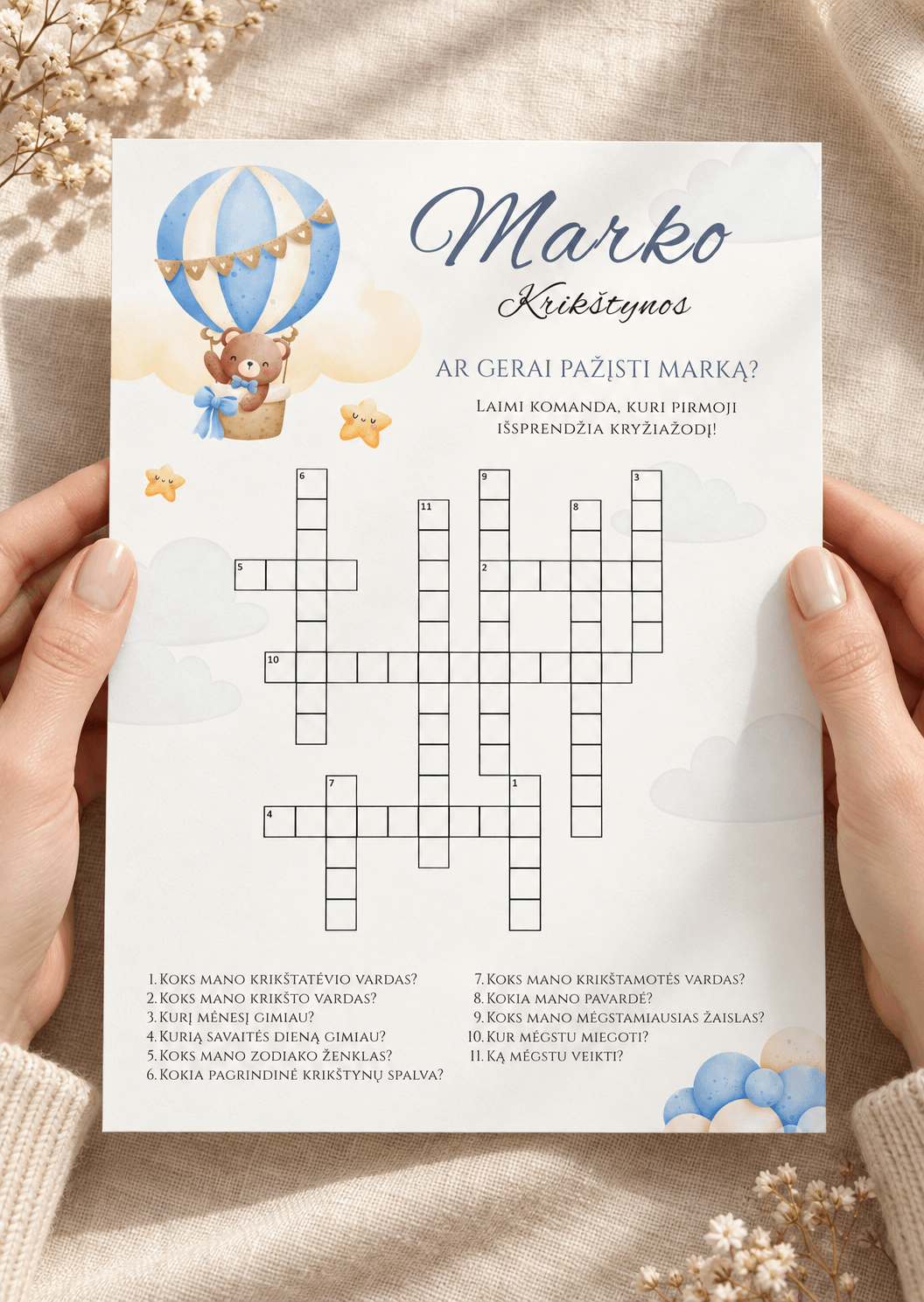 Personalizuotas kryžiažodis „Ar gerai pažįsti vaiką?“ – Dizainas nr. 3
